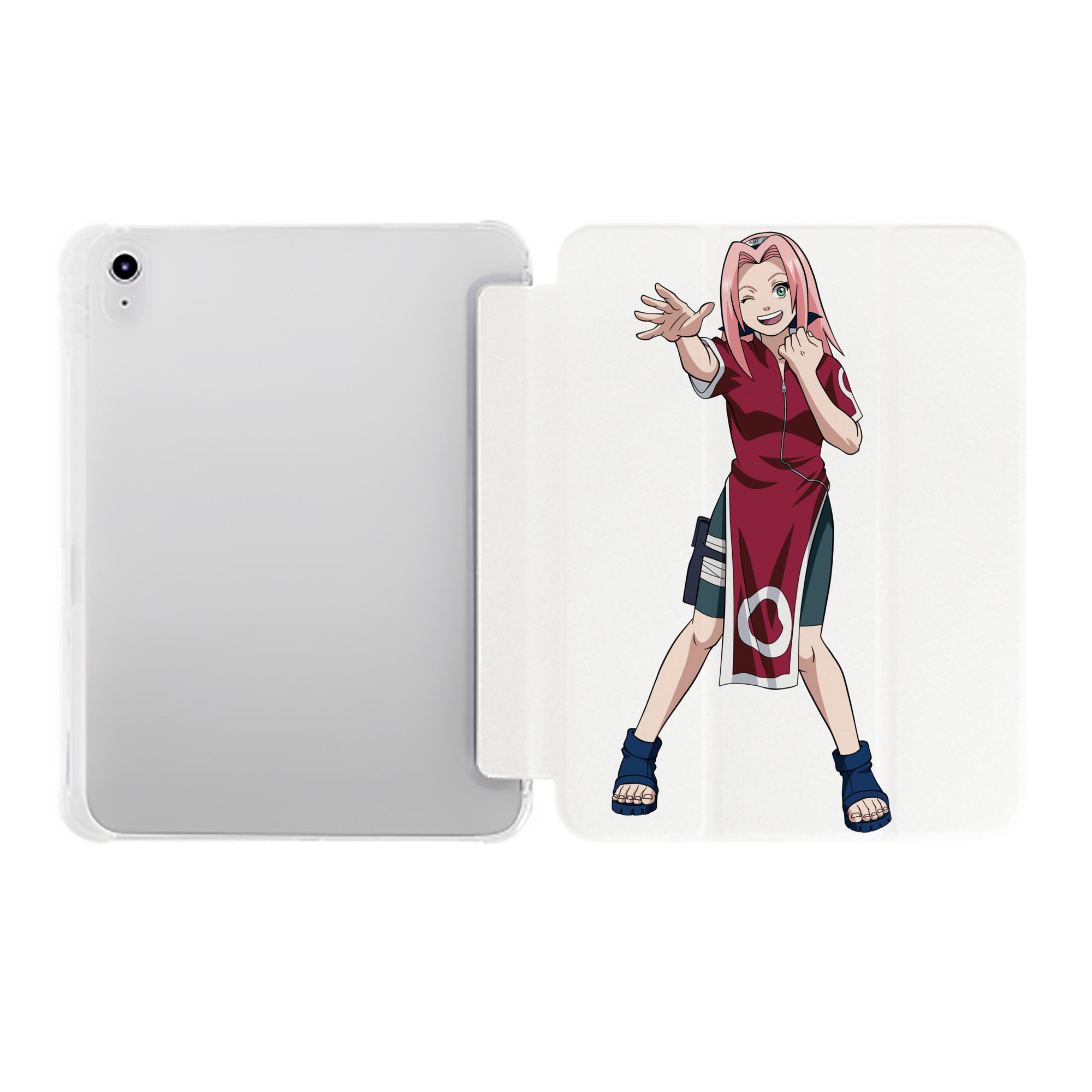 （画像用） NARUTO -ナルト- 春野サクラ Haruno Sakura IPad ケース ペン収納付き 三つ折りスタンド PUレザー×シリコン 対応機種9.5/10.5/10.9インチ